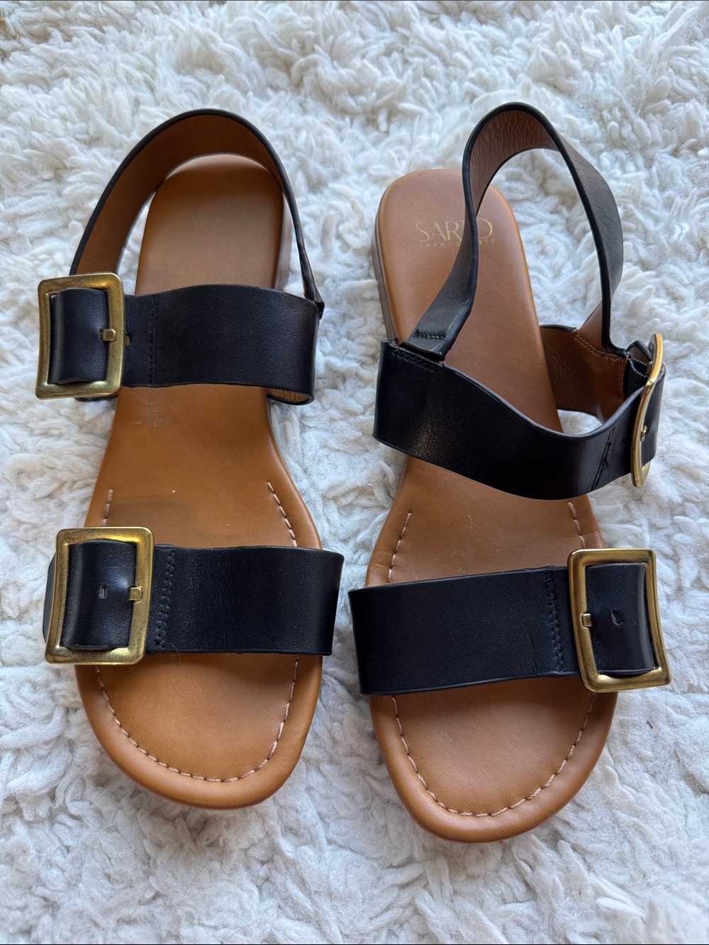 Franco Sarto Leather Buckle Sandals